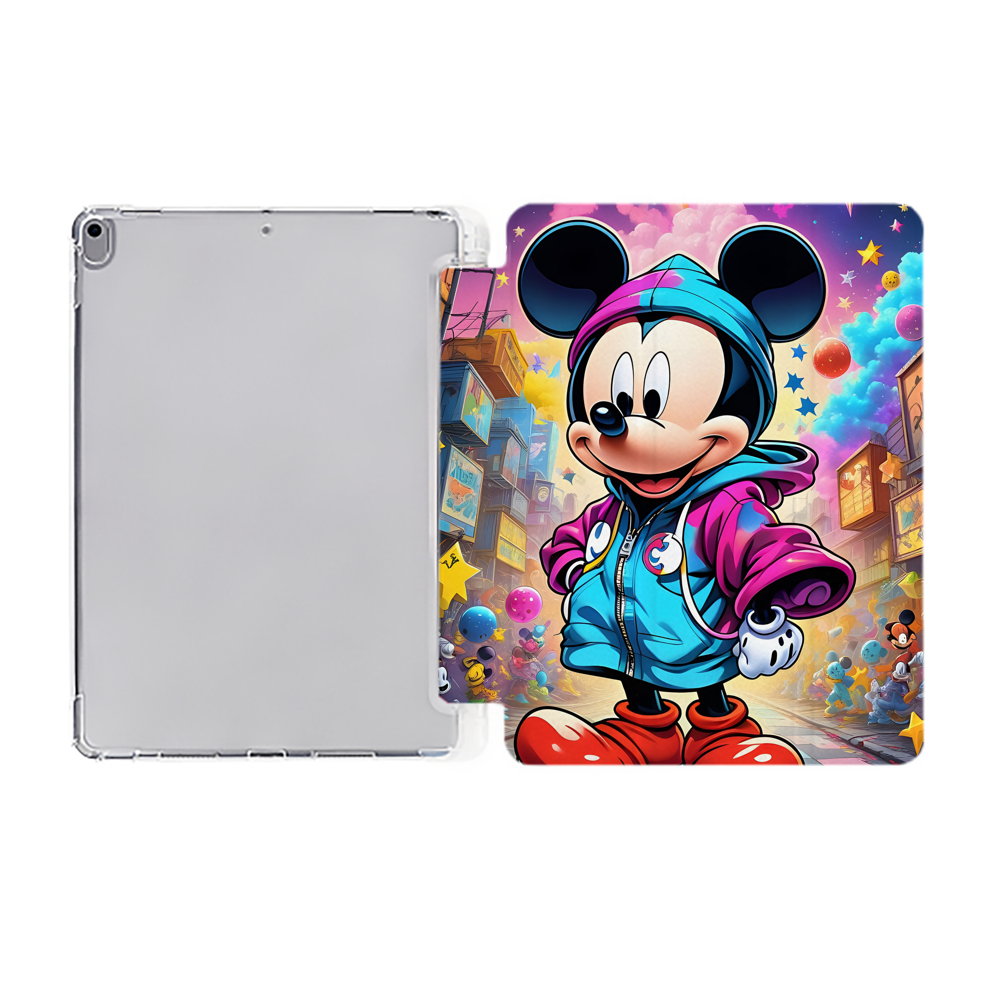 （画像用） ミッキーマウス Mickey Mouse IPad ケース ペン収納付き 三つ折りスタンド PUレザー×シリコン 対応機種9.5/10.5/10.9インチ
